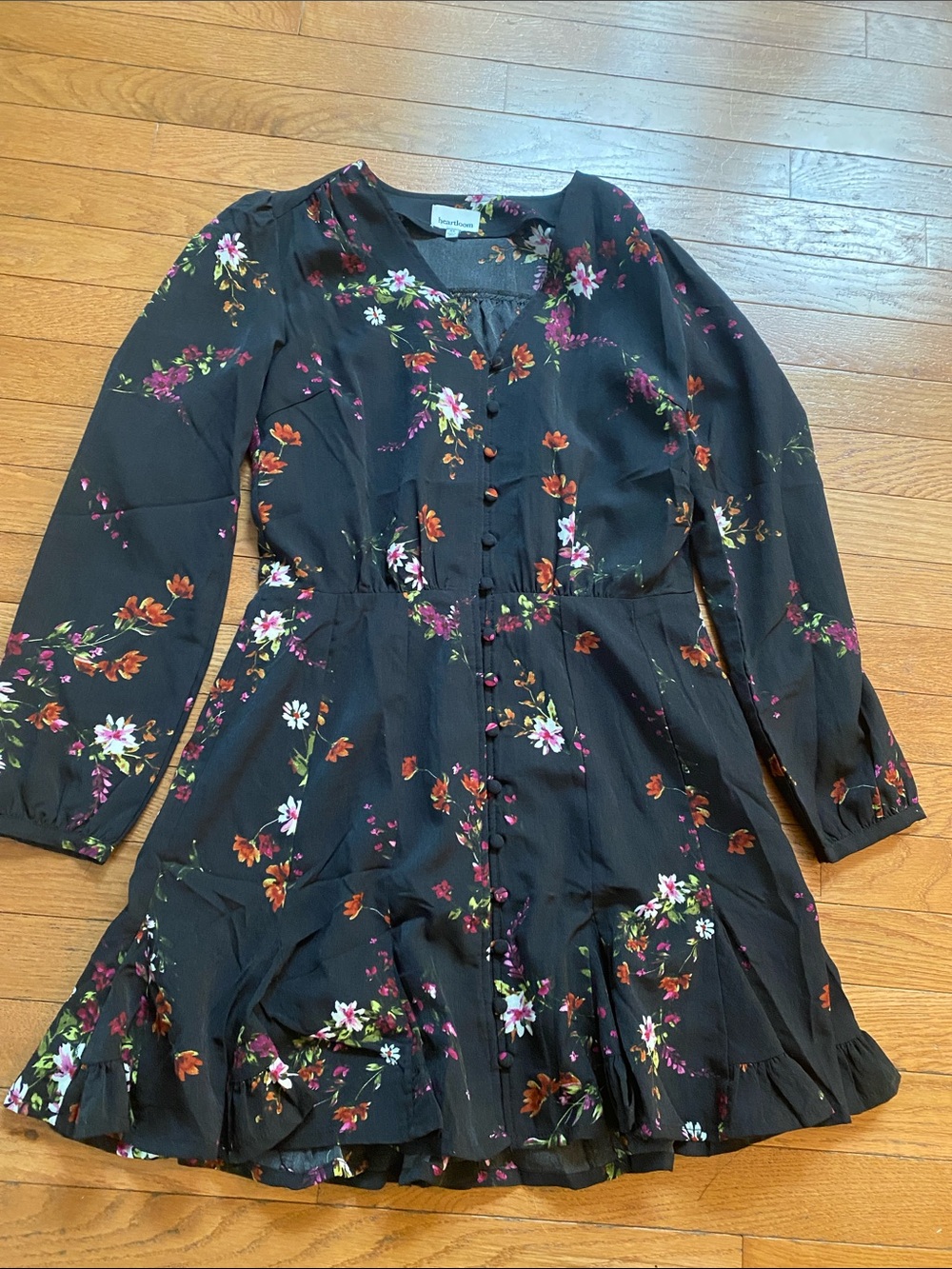 Heartloom Black Floral Long Sleeve Dress